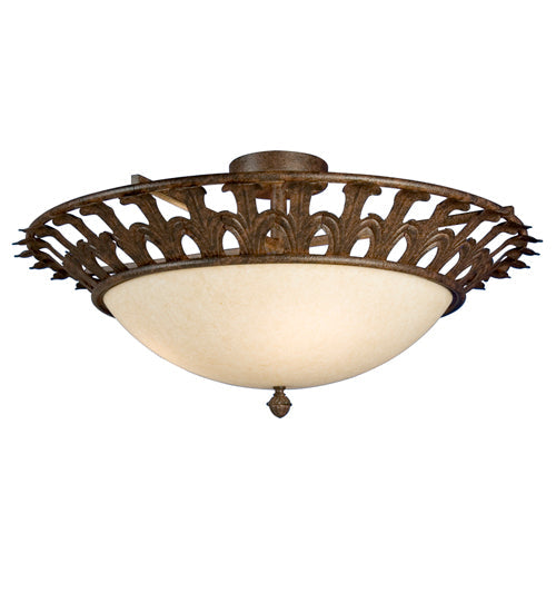Meyda Lighting Hampton 30" 4-Light Rusty Nail Semi-flush Mount Ceiling Light With White Statuario Idalight Shade Glass