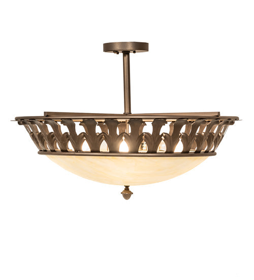 Meyda Lighting Hampton 30" 4-Light Tyler Bronze Semi-flush Mount Light With Creme Carrara Idalight Shade