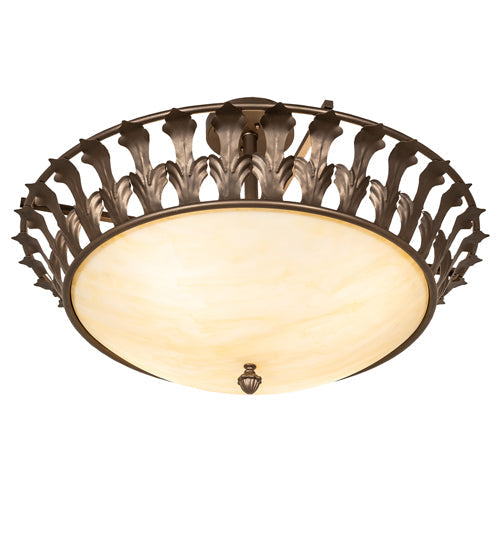 Meyda Lighting Hampton 30" 4-Light Tyler Bronze Semi-flush Mount Light With Creme Carrara Idalight Shade