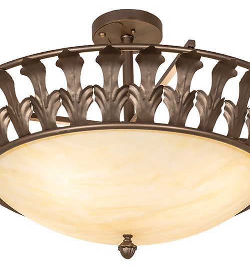 Meyda Lighting Hampton 30" 4-Light Tyler Bronze Semi-flush Mount Light With Creme Carrara Idalight Shade