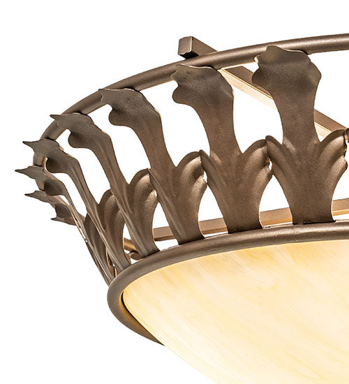 Meyda Lighting Hampton 30" 4-Light Tyler Bronze Semi-flush Mount Light With Creme Carrara Idalight Shade