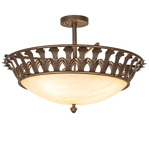 Meyda Lighting Hampton 30" 4-Light Tyler Bronze Semi-flush Mount Light With Creme Carrara Idalight Shade