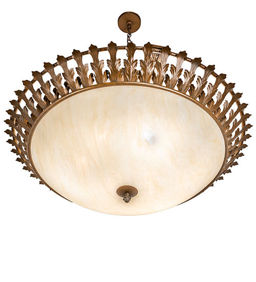 Meyda Lighting Hampton 48" 6-Light Rustic Iron Inverted Pendant Light With Creme Carrara Idalight Shade