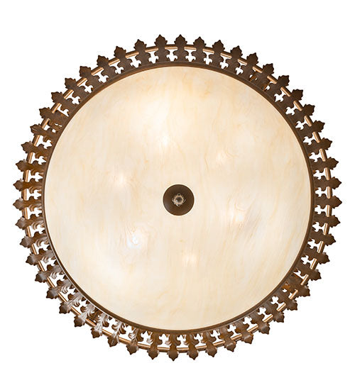Meyda Lighting Hampton 48" 6-Light Rustic Iron Inverted Pendant Light With Creme Carrara Idalight Shade