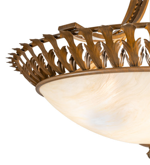 Meyda Lighting Hampton 48" 6-Light Rustic Iron Inverted Pendant Light With Creme Carrara Idalight Shade