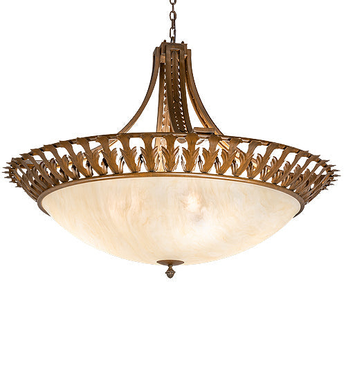 Meyda Lighting Hampton 48" 6-Light Rustic Iron Inverted Pendant Light With Creme Carrara Idalight Shade