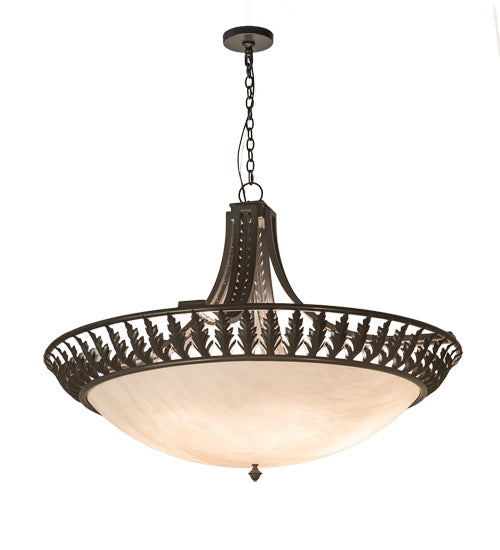 Meyda Lighting Hampton 48" 6-Light Timeless Bronze Inverted Pendant Light With Whitestone Idalight Shade