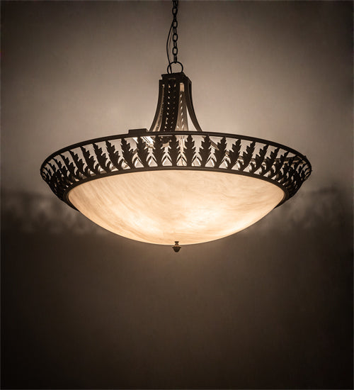 Meyda Lighting Hampton 48" 6-Light Timeless Bronze Inverted Pendant Light With Whitestone Idalight Shade