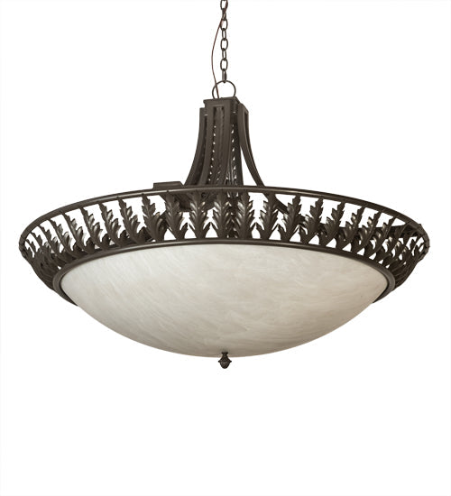 Meyda Lighting Hampton 48" 6-Light Timeless Bronze Inverted Pendant Light With Whitestone Idalight Shade