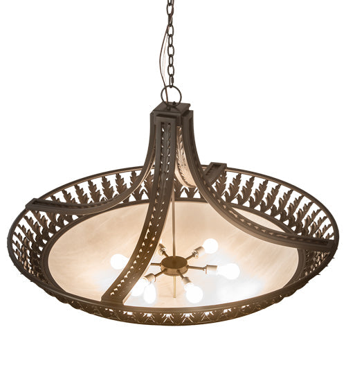 Meyda Lighting Hampton 48" 6-Light Timeless Bronze Inverted Pendant Light With Whitestone Idalight Shade