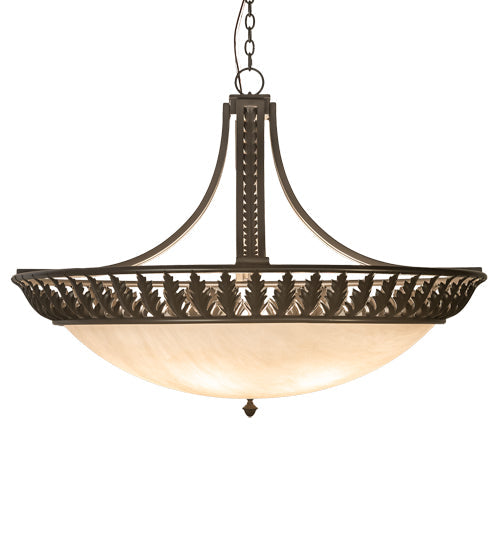 Meyda Lighting Hampton 48" 6-Light Timeless Bronze Inverted Pendant Light With Whitestone Idalight Shade