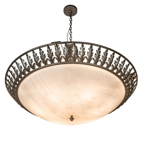 Meyda Lighting Hampton 48" 6-Light Timeless Bronze Inverted Pendant Light With Whitestone Idalight Shade