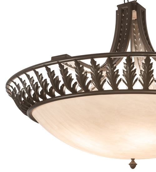 Meyda Lighting Hampton 48" 6-Light Timeless Bronze Inverted Pendant Light With Whitestone Idalight Shade