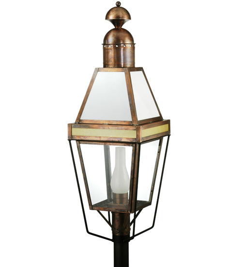 Meyda Lighting Hancock 22" Antique Copper Lantern Post Light With Crystal Idalight Shade Glass