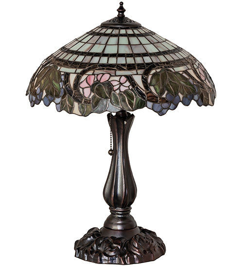 Meyda Lighting Handel Grapevine 20 Mahogany Bronze Table Lamp With Multi-Colored Stained Shade Glass