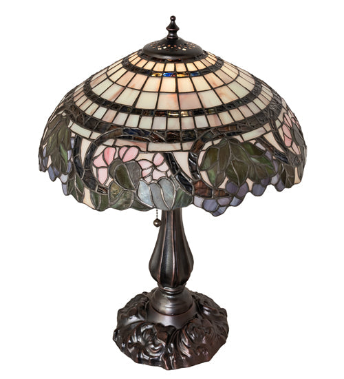 Meyda Lighting Handel Grapevine 20 Mahogany Bronze Table Lamp With Multi-Colored Stained Shade Glass