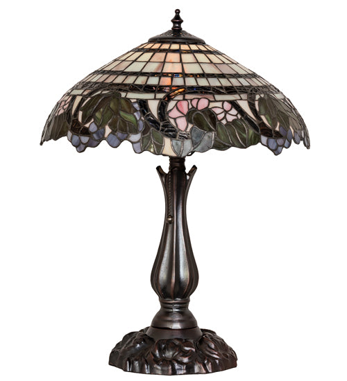 Meyda Lighting Handel Grapevine 20 Mahogany Bronze Table Lamp With Multi-Colored Stained Shade Glass