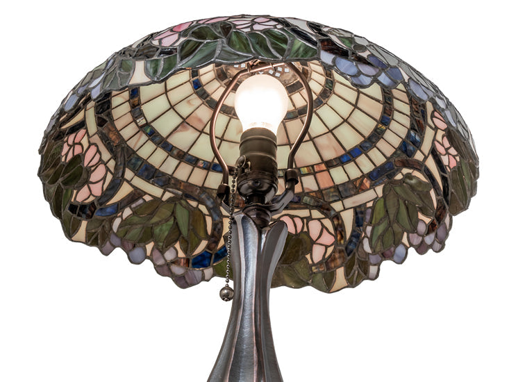 Meyda Lighting Handel Grapevine 20 Mahogany Bronze Table Lamp With Multi-Colored Stained Shade Glass