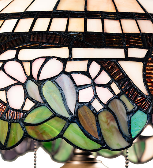 Meyda Lighting Handel Grapevine 26" 2-Light Bronze Table Lamp With Multi-Colored Shade Glass
