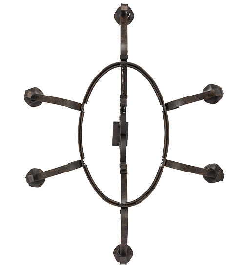 Meyda Lighting Handforged 38" 6-Light Chestnut Island Chandelier With Amber Faux Candlelight