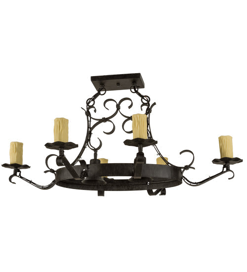 Meyda Lighting Handforged 38" 8-Light Antique Iron Gate Oval Chandelier Hardware