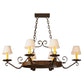 Meyda Lighting Handforged 40" 6-Light Rustic Iron Oval Chandelier With Beige Textrene Shade