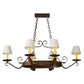 Meyda Lighting Handforged 40" 6-Light Rustic Iron Oval Chandelier With Beige Textrene Shade