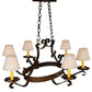 Meyda Lighting Handforged 40" 6-Light Rustic Iron Oval Chandelier With Beige Textrene Shade