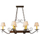 Meyda Lighting Handforged 40" 6-Light Rustic Iron Oval Chandelier With Beige Textrene Shade