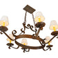 Meyda Lighting Handforged 40" 6-Light Rustic Iron Oval Chandelier With Beige Textrene Shade