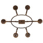 Meyda Lighting Handforged 40" 6-Light Rustic Iron Oval Chandelier With Beige Textrene Shade