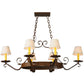 Meyda Lighting Handforged 40" 6-Light Rustic Iron Oval Chandelier With Beige Textrene Shade