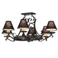 Meyda Lighting Handforged 40" 8-Light Antique Iron Gate Oval Chandelier With Black Faille Shades
