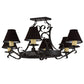Meyda Lighting Handforged 40" 8-Light Antique Iron Gate Oval Chandelier With Black Faille Shades
