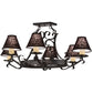 Meyda Lighting Handforged 40" 8-Light Antique Iron Gate Oval Chandelier With Black Faille Shades