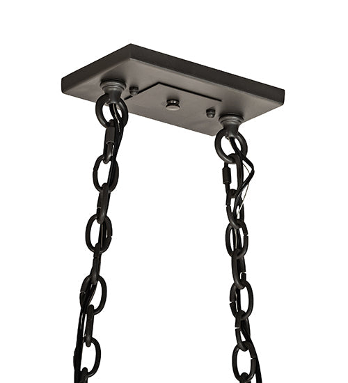 Meyda Lighting Handforged 51" 10-Light Wrought Iron Island Chandelier With Amber Faux Candlelight