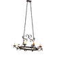 Meyda Lighting Handforged 51" 10-Light Wrought Iron Island Chandelier With Amber Faux Candlelight