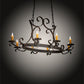 Meyda Lighting Handforged 51" 10-Light Wrought Iron Island Chandelier With Amber Faux Candlelight