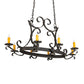 Meyda Lighting Handforged 51" 10-Light Wrought Iron Island Chandelier With Amber Faux Candlelight