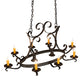Meyda Lighting Handforged 51" 10-Light Wrought Iron Island Chandelier With Amber Faux Candlelight