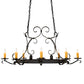 Meyda Lighting Handforged 51" 10-Light Wrought Iron Island Chandelier With Amber Faux Candlelight