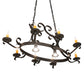 Meyda Lighting Handforged 51" 10-Light Wrought Iron Island Chandelier With Amber Faux Candlelight