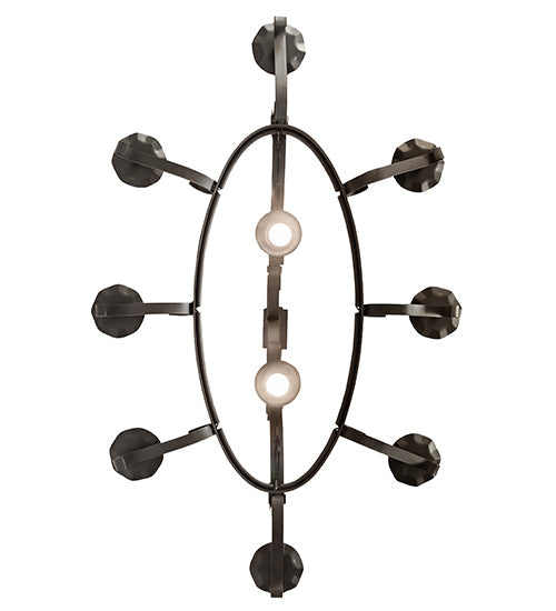 Meyda Lighting Handforged 51" 10-Light Wrought Iron Island Chandelier With Amber Faux Candlelight