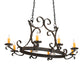 Meyda Lighting Handforged 51" 10-Light Wrought Iron Island Chandelier With Amber Faux Candlelight