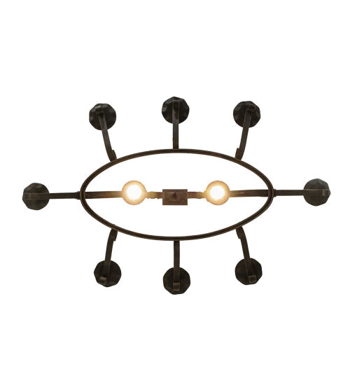 Meyda Lighting Handforged 52" 10-Light Antiquity Oval Chandelier With Ivory Faux Candlelight Shade