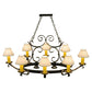 Meyda Lighting Handforged 56" 10-Light Blackened Pewter Oval Chandelier With White Natural Linen Shade