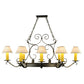 Meyda Lighting Handforged 56" 10-Light Blackened Pewter Oval Chandelier With White Natural Linen Shade