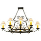 Meyda Lighting Handforged 56" 10-Light Blackened Pewter Oval Chandelier With White Natural Linen Shade