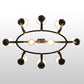 Meyda Lighting Handforged 56" 10-Light Blackened Pewter Oval Chandelier With White Natural Linen Shade