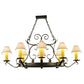 Meyda Lighting Handforged 56" 10-Light Blackened Pewter Oval Chandelier With White Natural Linen Shade